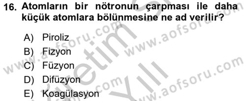 Çevre Sorunları ve Politikaları Dersi 2016 - 2017 Yılı 3 Ders Sınav Soruları 16. Soru