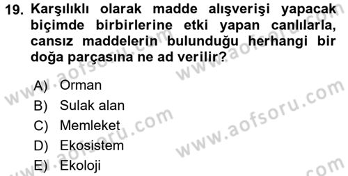 Çevre Sorunları ve Politikaları Dersi 2016 - 2017 Yılı 3 Ders Sınav Soruları 19. Soru