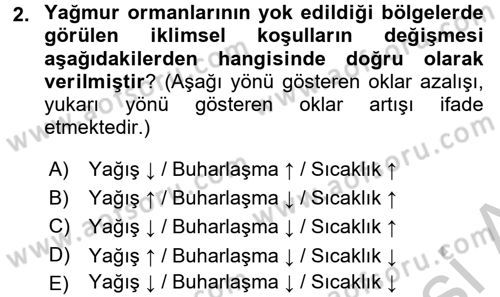 Çevre Sorunları ve Politikaları Dersi 2016 - 2017 Yılı 3 Ders Sınav Soruları 2. Soru