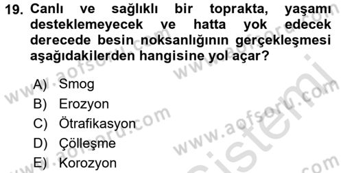Çevre Sorunları ve Politikaları Dersi 2016 - 2017 Yılı (Vize) Ara Sınav Soruları 19. Soru