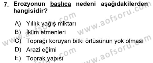 Çevre Sorunları ve Politikaları Dersi 2016 - 2017 Yılı (Vize) Ara Sınav Soruları 7. Soru