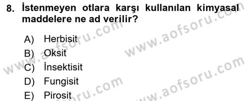Çevre Sorunları ve Politikaları Dersi 2016 - 2017 Yılı (Vize) Ara Sınav Soruları 8. Soru