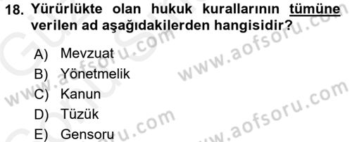 Çevre Sorunları ve Politikaları Dersi 2017 - 2018 Yılı (Final) Dönem Sonu Sınavı 18. Soru
