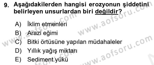 Çevre Sorunları ve Politikaları Dersi 2018 - 2019 Yılı (Vize) Ara Sınav Soruları 9. Soru