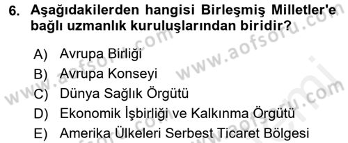 Çevre Sorunları ve Politikaları Dersi 2018 - 2019 Yılı (Final) Dönem Sonu Sınav Soruları 6. Soru
