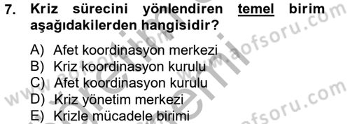 Kamu Yönetiminde Çağdaş Yaklaşımlar Dersi 2012 - 2013 Yılı (Vize) Ara Sınav Soruları 7. Soru