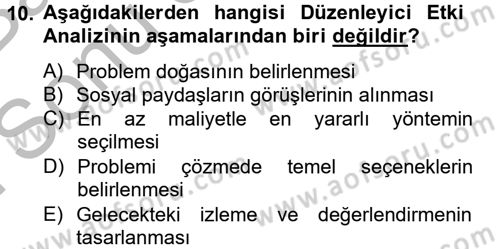 Kamu Yönetiminde Çağdaş Yaklaşımlar Dersi 2012 - 2013 Yılı (Final) Dönem Sonu Sınav Soruları 10. Soru