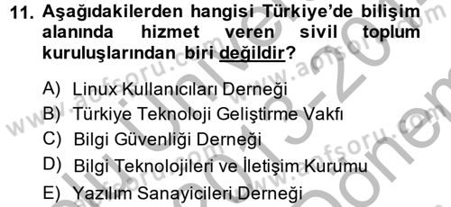 Kamu Yönetiminde Çağdaş Yaklaşımlar Dersi 2013 - 2014 Yılı (Final) Dönem Sonu Sınav Soruları 11. Soru
