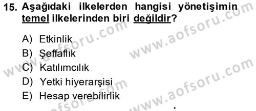 Kamu Yönetiminde Çağdaş Yaklaşımlar Dersi 2013 - 2014 Yılı (Final) Dönem Sonu Sınav Soruları 15. Soru
