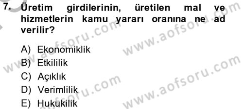 Kamu Yönetiminde Çağdaş Yaklaşımlar Dersi 2013 - 2014 Yılı (Final) Dönem Sonu Sınav Soruları 7. Soru