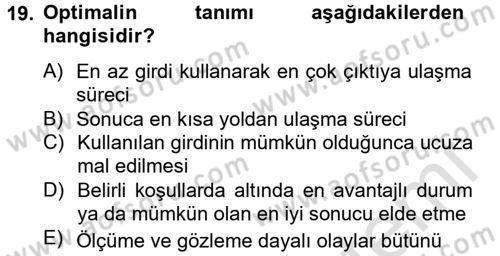 Kamu Yönetiminde Çağdaş Yaklaşımlar Dersi 2013 - 2014 Yılı Tek Ders Sınav Soruları 19. Soru