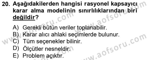 Kamu Yönetiminde Çağdaş Yaklaşımlar Dersi 2013 - 2014 Yılı Tek Ders Sınav Soruları 20. Soru