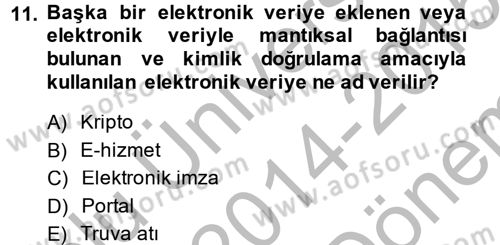 Kamu Yönetiminde Çağdaş Yaklaşımlar Dersi 2014 - 2015 Yılı (Final) Dönem Sonu Sınav Soruları 11. Soru