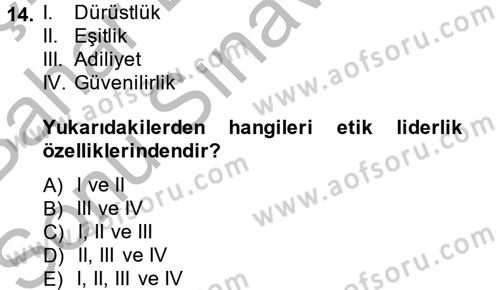 Kamu Yönetiminde Çağdaş Yaklaşımlar Dersi 2014 - 2015 Yılı (Final) Dönem Sonu Sınav Soruları 14. Soru