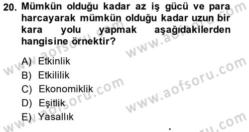 Kamu Yönetiminde Çağdaş Yaklaşımlar Dersi 2014 - 2015 Yılı (Final) Dönem Sonu Sınav Soruları 20. Soru