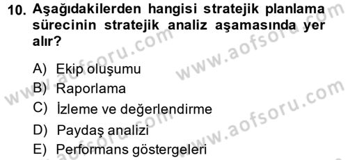 Kamu Yönetiminde Çağdaş Yaklaşımlar Dersi 2014 - 2015 Yılı Tek Ders Sınav Soruları 10. Soru