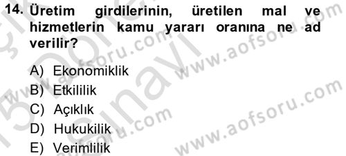 Kamu Yönetiminde Çağdaş Yaklaşımlar Dersi 2014 - 2015 Yılı Tek Ders Sınav Soruları 14. Soru