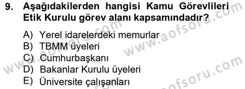 Kamu Yönetiminde Çağdaş Yaklaşımlar Dersi 2014 - 2015 Yılı Tek Ders Sınav Soruları 9. Soru