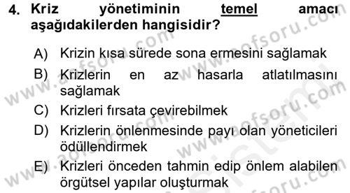 Kamu Yönetiminde Çağdaş Yaklaşımlar Dersi 2015 - 2016 Yılı (Vize) Ara Sınav Soruları 4. Soru