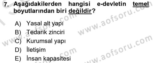 Kamu Yönetiminde Çağdaş Yaklaşımlar Dersi 2015 - 2016 Yılı (Final) Dönem Sonu Sınav Soruları 7. Soru
