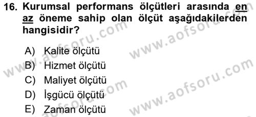 Kamu Yönetiminde Çağdaş Yaklaşımlar Dersi 2015 - 2016 Yılı Tek Ders Sınav Soruları 16. Soru