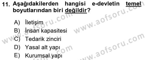 Kamu Yönetiminde Çağdaş Yaklaşımlar Dersi 2016 - 2017 Yılı 3 Ders Sınav Soruları 11. Soru