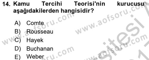 Kamu Yönetiminde Çağdaş Yaklaşımlar Dersi 2016 - 2017 Yılı 3 Ders Sınav Soruları 14. Soru