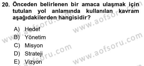 Kamu Yönetiminde Çağdaş Yaklaşımlar Dersi 2016 - 2017 Yılı 3 Ders Sınav Soruları 20. Soru