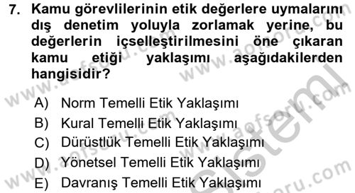 Kamu Yönetiminde Çağdaş Yaklaşımlar Dersi 2016 - 2017 Yılı 3 Ders Sınav Soruları 7. Soru