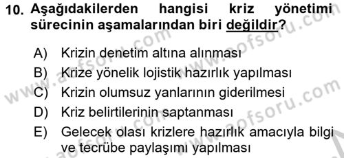 Kamu Yönetiminde Çağdaş Yaklaşımlar Dersi 2016 - 2017 Yılı (Vize) Ara Sınav Soruları 10. Soru