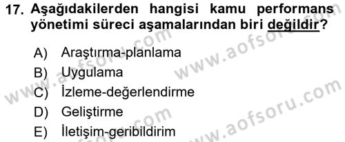 Kamu Yönetiminde Çağdaş Yaklaşımlar Dersi 2016 - 2017 Yılı (Vize) Ara Sınav Soruları 17. Soru