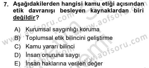 Kamu Yönetiminde Çağdaş Yaklaşımlar Dersi 2016 - 2017 Yılı (Final) Dönem Sonu Sınav Soruları 7. Soru
