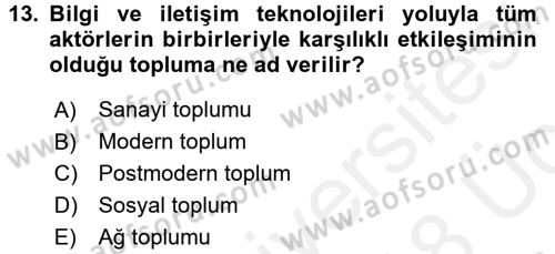 Kamu Yönetiminde Çağdaş Yaklaşımlar Dersi 2017 - 2018 Yılı 3 Ders Sınav Soruları 13. Soru