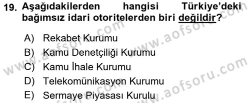 Kamu Yönetiminde Çağdaş Yaklaşımlar Dersi 2017 - 2018 Yılı 3 Ders Sınav Soruları 19. Soru