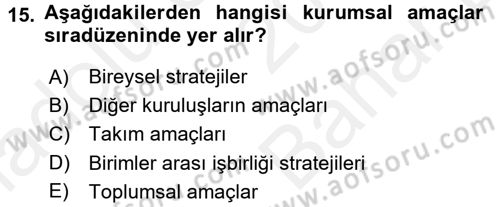 Kamu Yönetiminde Çağdaş Yaklaşımlar Dersi 2017 - 2018 Yılı (Vize) Ara Sınav Soruları 15. Soru