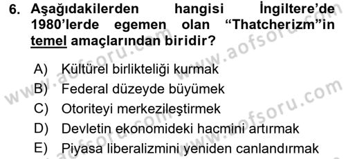 Kamu Yönetiminde Çağdaş Yaklaşımlar Dersi 2017 - 2018 Yılı (Vize) Ara Sınav Soruları 6. Soru