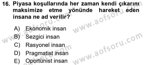 Kamu Yönetiminde Çağdaş Yaklaşımlar Dersi 2017 - 2018 Yılı (Final) Dönem Sonu Sınav Soruları 16. Soru