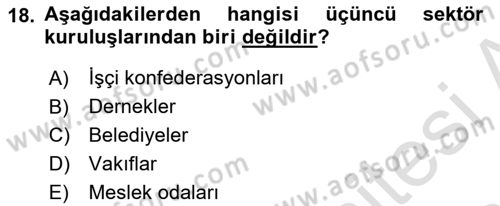 Kamu Yönetiminde Çağdaş Yaklaşımlar Dersi 2018 - 2019 Yılı 3 Ders Sınav Soruları 18. Soru