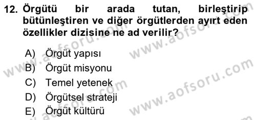 Kamu Yönetiminde Çağdaş Yaklaşımlar Dersi 2018 - 2019 Yılı (Vize) Ara Sınav Soruları 12. Soru