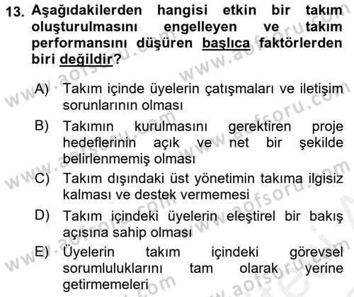 Kamu Yönetiminde Çağdaş Yaklaşımlar Dersi 2018 - 2019 Yılı (Vize) Ara Sınav Soruları 13. Soru