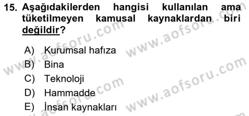 Kamu Yönetiminde Çağdaş Yaklaşımlar Dersi 2018 - 2019 Yılı (Vize) Ara Sınav Soruları 15. Soru