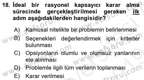 Kamu Yönetiminde Çağdaş Yaklaşımlar Dersi 2018 - 2019 Yılı (Final) Dönem Sonu Sınav Soruları 18. Soru