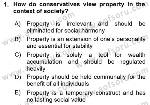 Contemporary Political İdeologies Dersi 2024 - 2025 Yılı (Vize) Ara Sınav Soruları 1. Soru