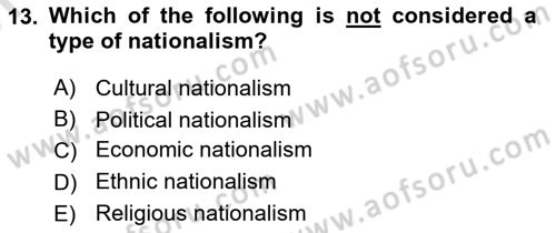 Contemporary Political İdeologies Dersi 2024 - 2025 Yılı (Vize) Ara Sınav Soruları 13. Soru