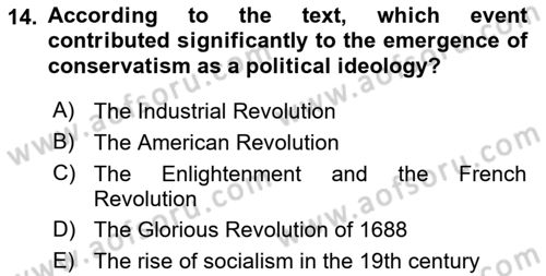 Contemporary Political İdeologies Dersi 2024 - 2025 Yılı (Vize) Ara Sınav Soruları 14. Soru