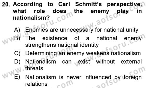 Contemporary Political İdeologies Dersi 2024 - 2025 Yılı (Vize) Ara Sınav Soruları 20. Soru