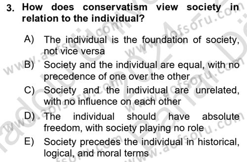 Contemporary Political İdeologies Dersi 2024 - 2025 Yılı (Vize) Ara Sınav Soruları 3. Soru