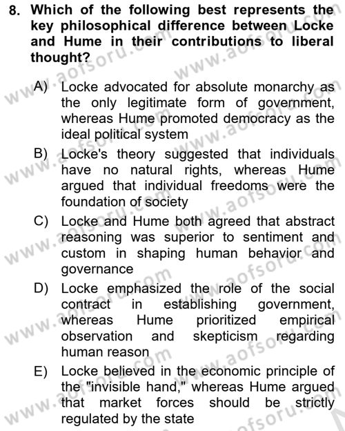 Contemporary Political İdeologies Dersi 2024 - 2025 Yılı (Vize) Ara Sınav Soruları 8. Soru