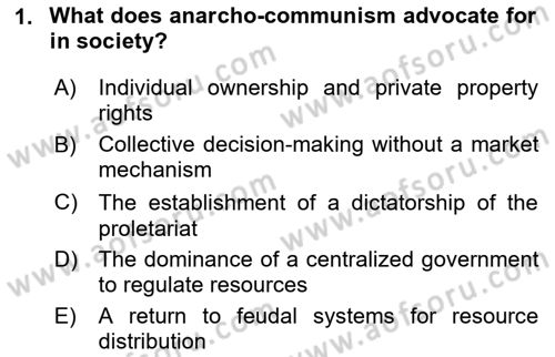 Contemporary Political İdeologies Dersi 2024 - 2025 Yılı (Final) Dönem Sonu Sınav Soruları 1. Soru