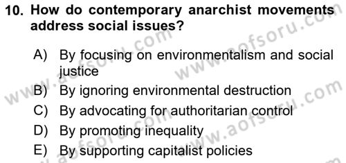 Contemporary Political İdeologies Dersi 2024 - 2025 Yılı (Final) Dönem Sonu Sınav Soruları 10. Soru